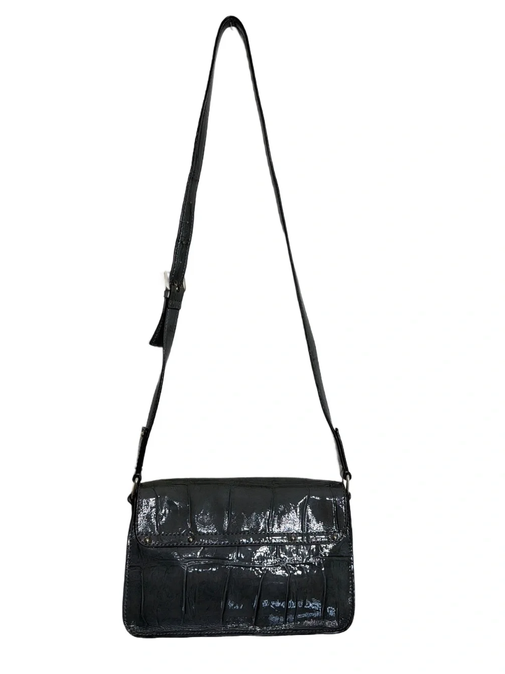 Kate Spade Knightsbridge Crossbody in Graphite Croc Patent Leather